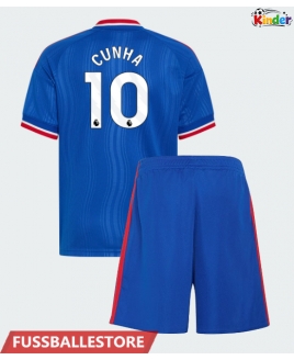 Günstige Manchester United Matheus Cunha #10 Auswärts Trikotsatzt Kinder 2026-27 Kurzarm (+ Kurze Hosen)
